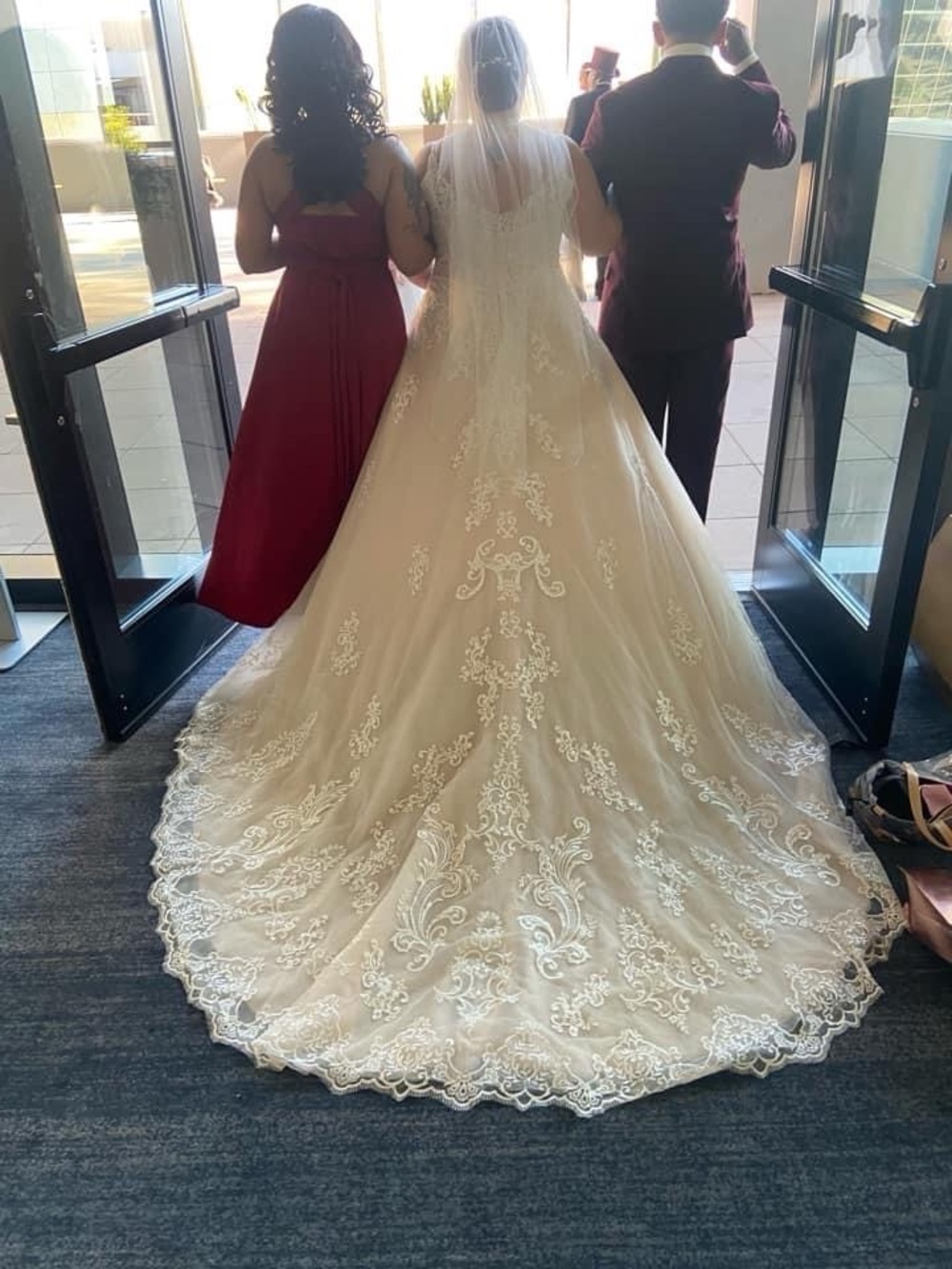 Maggie Sottero Blush and Ivory Lace Ballgown Wedding Dress - Picture 5 of 7